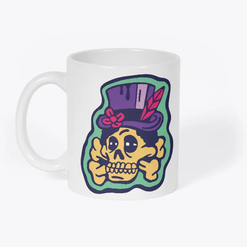 Voodoo Hex Zombie Skull with Top Hat 